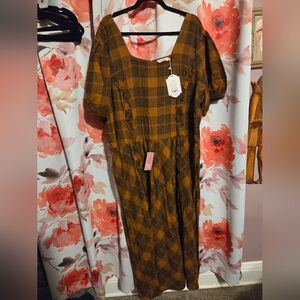 Ivy City Co. Kimball Dress in Brown and Yellow